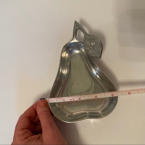PIER 1 DISHES PAIR SILVER TONE APPLE PEAR HOME DINING SERVE WARE DECOR ACCENT - Picture 3 of 7